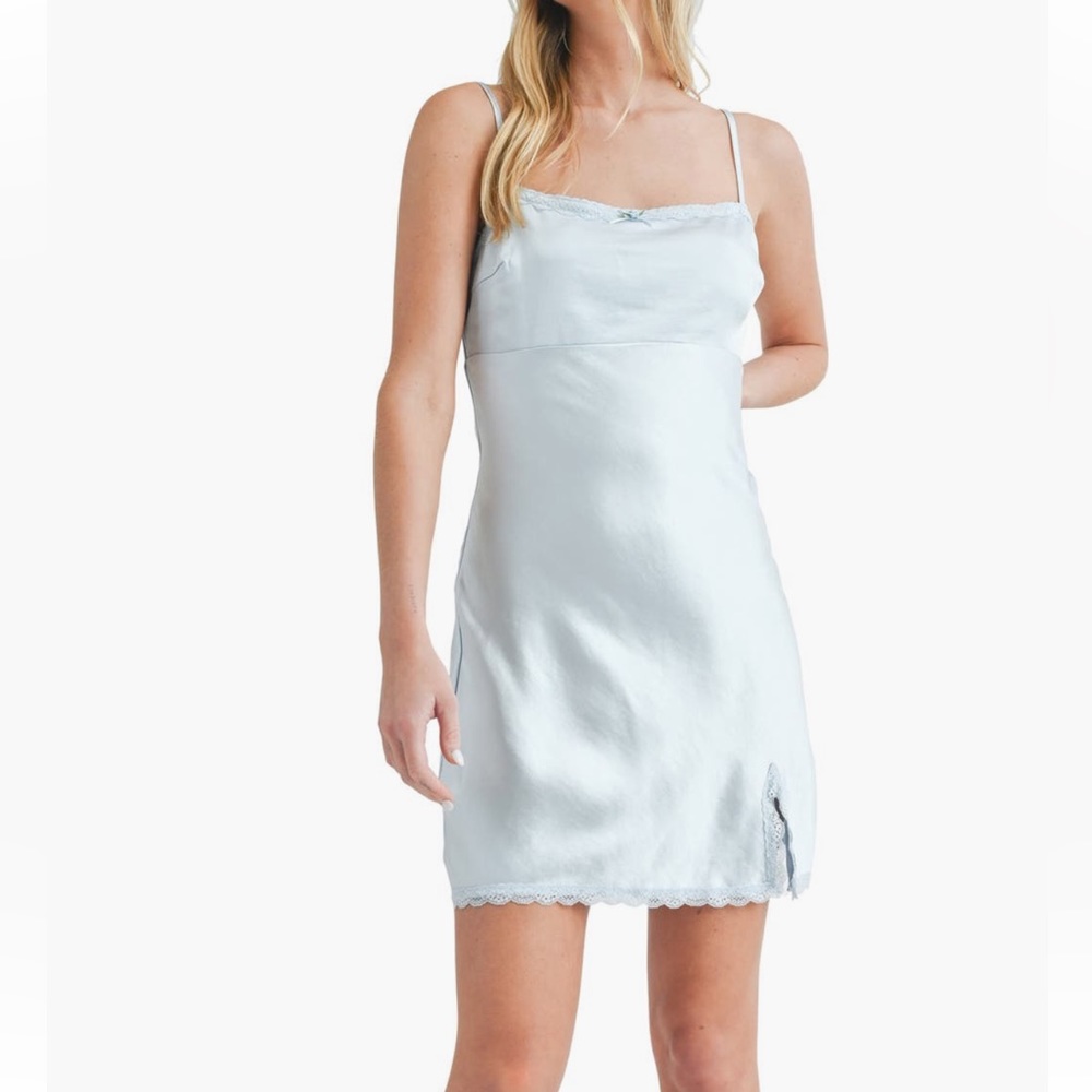 NWT Lush pink Rosette Satin Slipdress size S